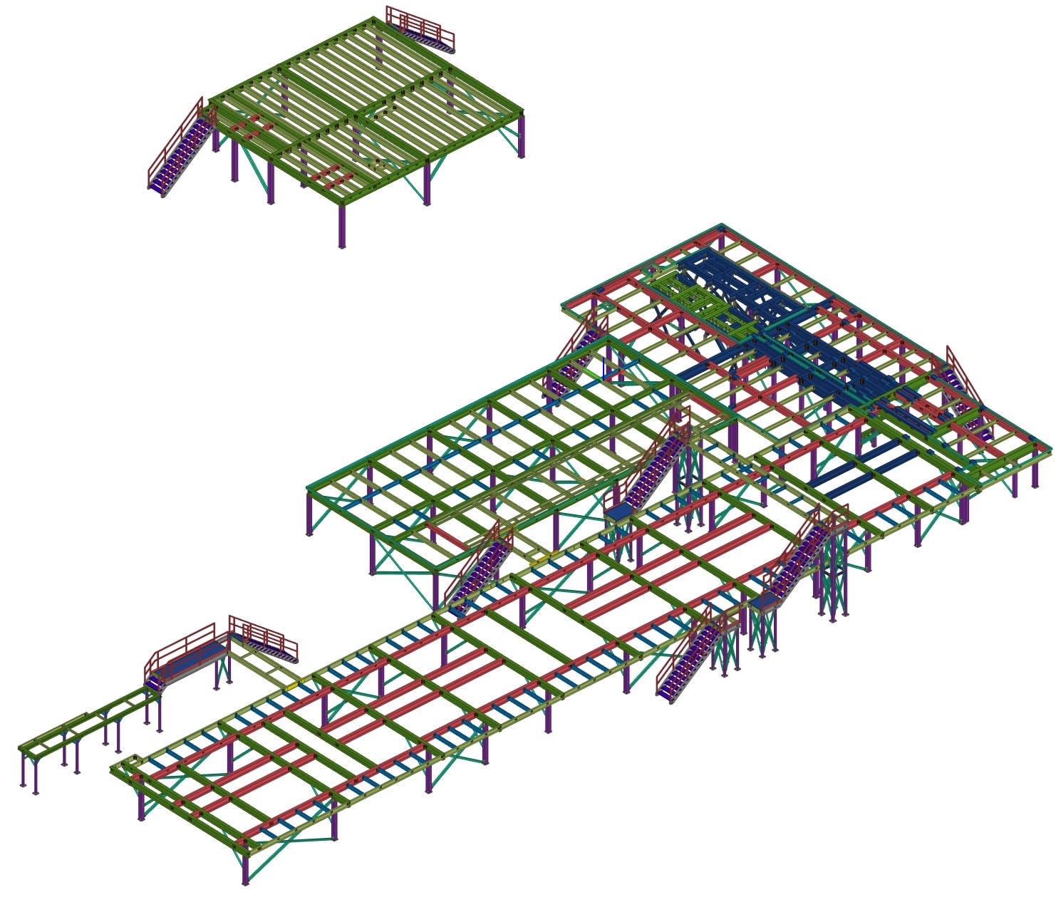 3D model of additional industrial processing area steel support structures