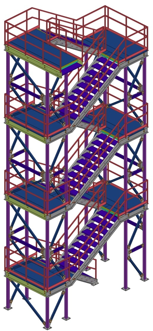 3D model of multi-level blowline access stair tower