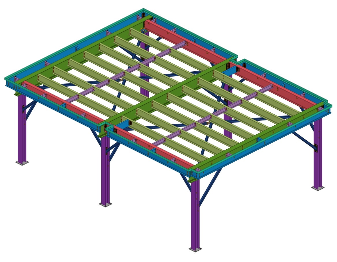 3D structural steel model of filing room framing