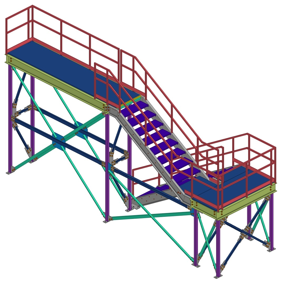 3D model of maintenance shop stair assembly
