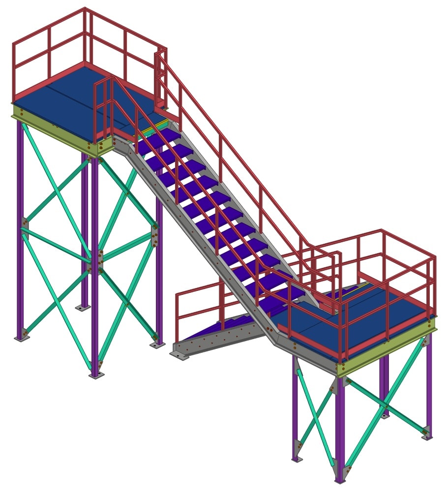 3D model of main office entrance stair assembly
